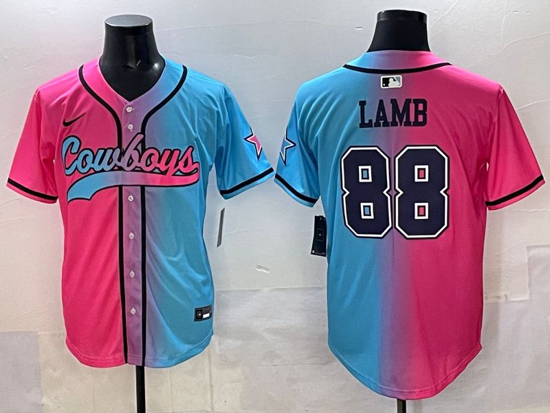 Men 2025 Dallas Cowboys #88 Lamb Blue pink Nike Limited NFL Jersey style 001->dallas cowboys->NFL Jersey